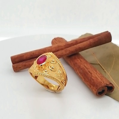 Ring byzantine style with red zircon - 1769
