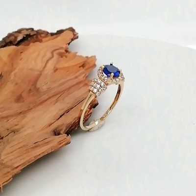 Ring rosette blue saphire stone - 2156