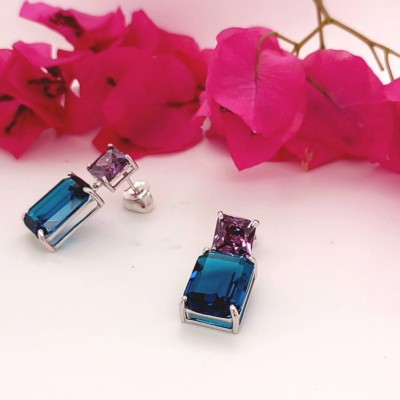 Earrings  purple and deep blue stones-3