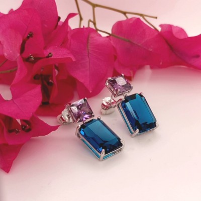 Earrings  purple and deep blue stones-4